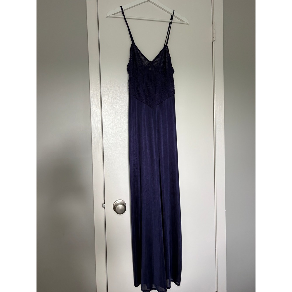 VINTAGE Petra Fashions Nightgown Small Purple Maxi Sheer Smocked Bodice USA